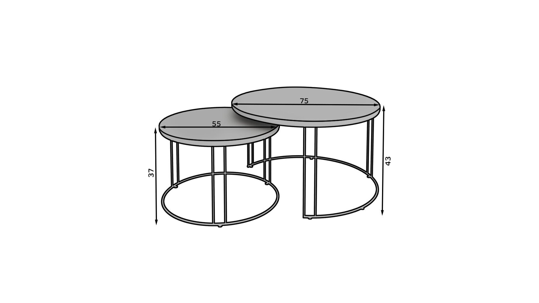 Kafijas galdiņu komplekts ADRK Furniture Etta, gaiši brūns/balts cena un informācija | Žurnālgaldiņi | 220.lv