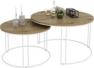 Kafijas galdiņu komplekts ADRK Furniture Etta, brūns/balts цена и информация | Журнальные столики | 220.lv
