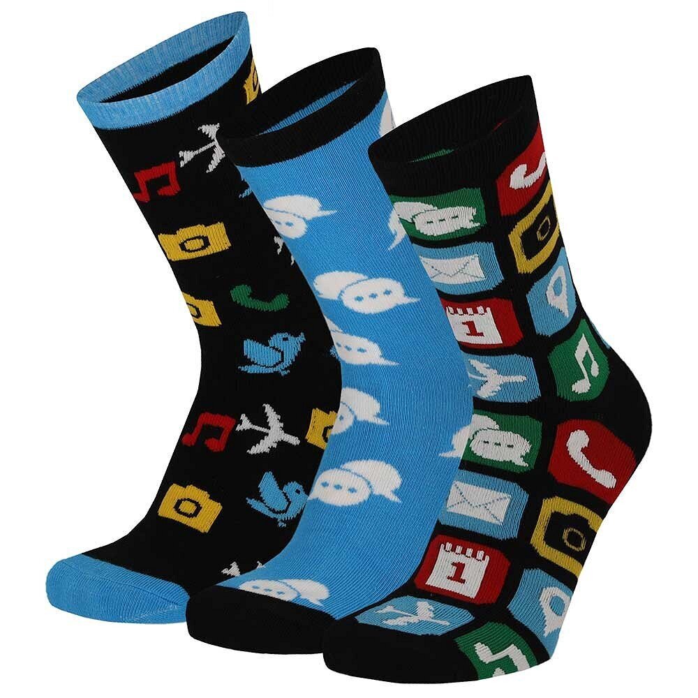 Zeķes bērniem Apollo Komputer socks, dažādas krāsas, 3 pāri cena un informācija | Zēnu zeķubikses, zeķes | 220.lv
