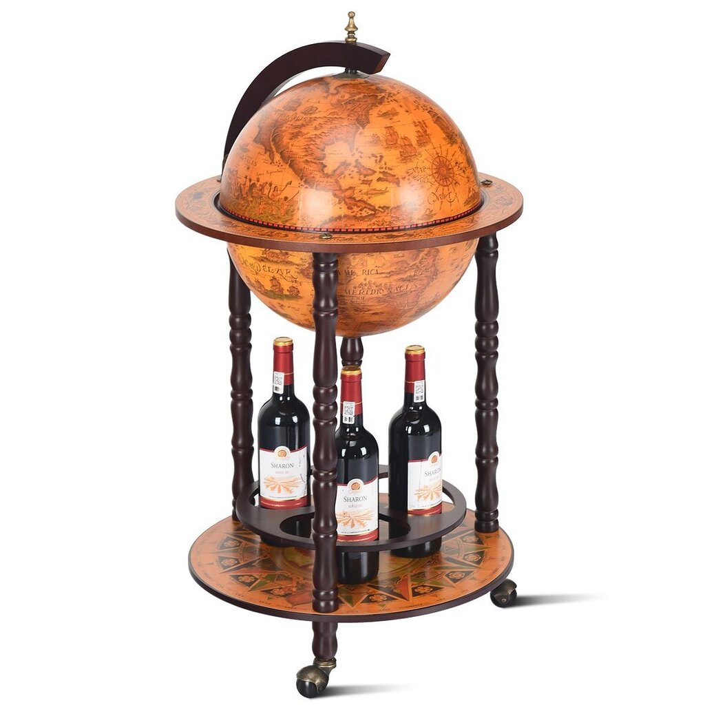 Vīna pudeļu turētājs, brūns, globusveida cena un informācija | Virtuves piederumi | 220.lv