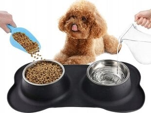 Нескользящая двойная миска для собак и кошек цена и информация | Миски, ящики для корма | 220.lv