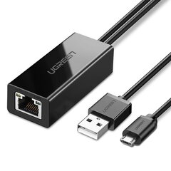 Ārējais LAN adapteris micro USB 100Mbps priekš Chromecast, 1m, melns 10176221 cena un informācija | Adapteri un USB centrmezgli | 220.lv
