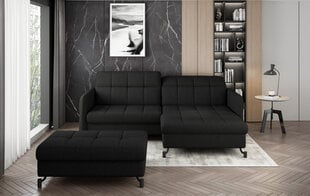 Kreisās puses stūra dīvāna un pufa komplekts Eltap Lorelle, melnas krāsas цена и информация | Угловые диваны | 220.lv