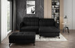 Kreisās puses stūra dīvāna un pufa komplekts Eltap Lorelle, melns matēts цена и информация | Stūra dīvāni | 220.lv