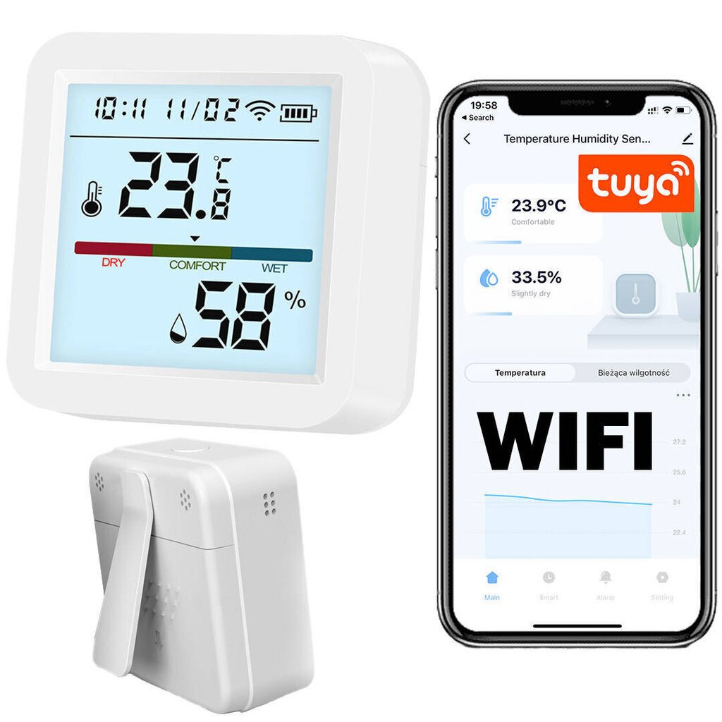 WIFI TUYA temperatūras un mitruma sensors цена | 220.lv