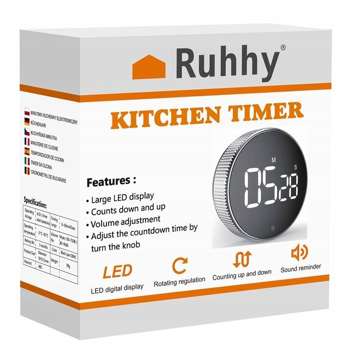 Elektroniskais taimeris Ruhhy, 7,7x7,7x2,6 cm cena un informācija | Taimeri, termostati | 220.lv