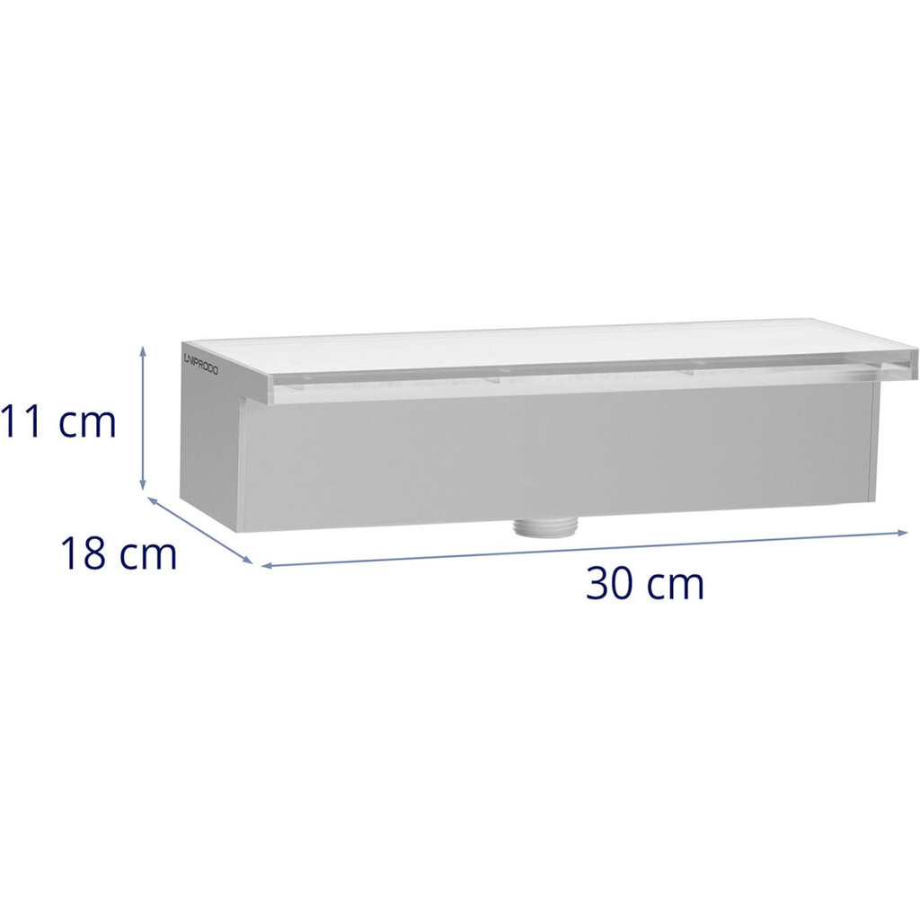 Ūdenskrituma sliede dārza dīķim LED 30 cm, caurplūde 30 mm цена и информация | Dārza baseini un to kopšanas līdzekļi | 220.lv