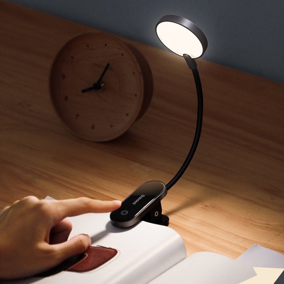 Mini gaismas LED ekrāna lasīšanas lampa ar klipsi pelēkā krāsā cena un informācija | Lukturi | 220.lv