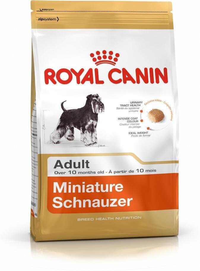 Royal Canin Miniature Schnauzer Adult pieaugušiem šnauceriem, 7.5 kg cena un informācija | Sausā barība suņiem | 220.lv