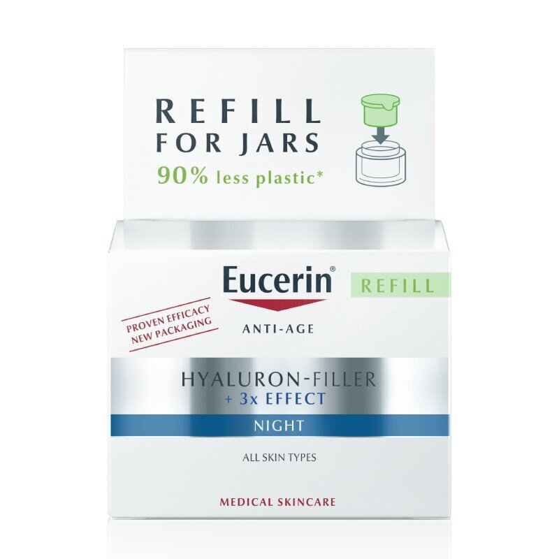 Nakts krēma uzpildes iepakojums Eucerin Hyaluron-Filler, 50 ml cena un informācija | Sejas krēmi | 220.lv