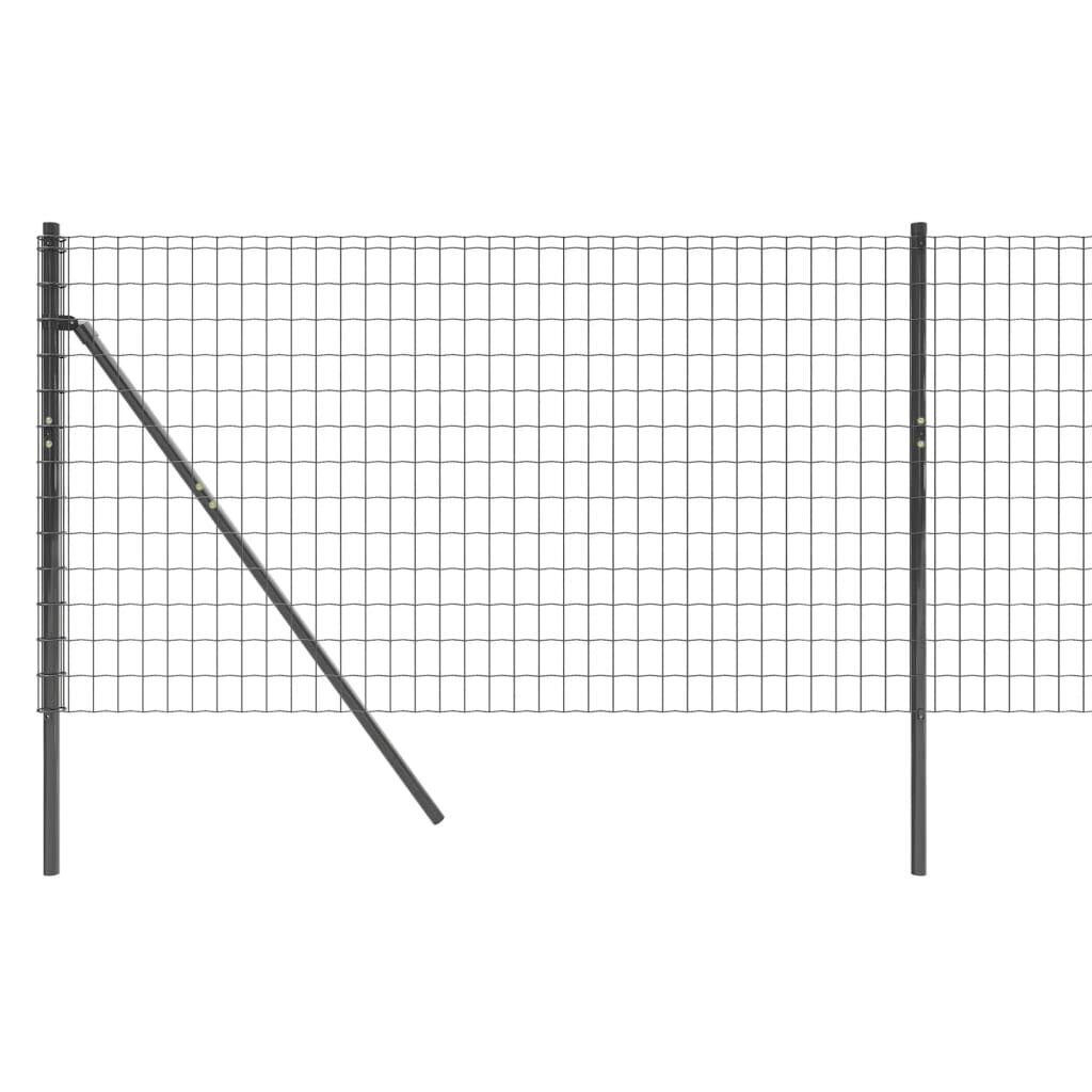 vidaXL stiepļu žogs, pelēks, 1,1x25 m, cinkots tērauds цена и информация | Žogi un piederumi | 220.lv