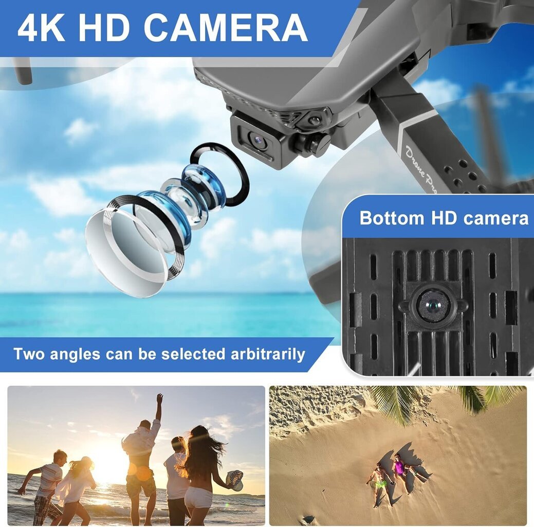 Saliekams FPV WiFi drons ar HD 4K kameru bērniem iesācējiem cena un informācija | Droni | 220.lv