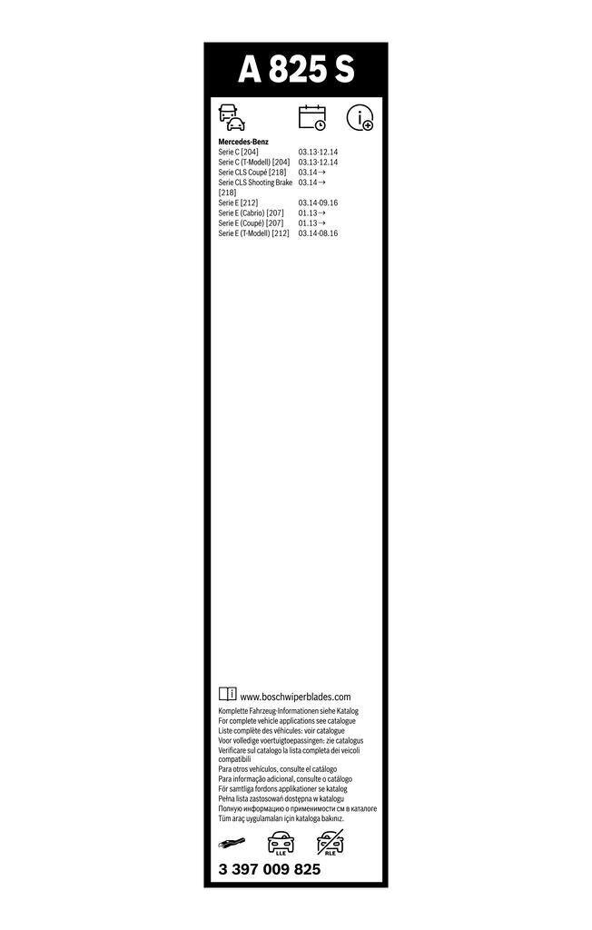 BOSCH tīrītāja slotiņa Aerotwin A825S MERCEDES C-CLASS W204 A2048203145 A2128201700 cena un informācija | Logu slotiņas | 220.lv