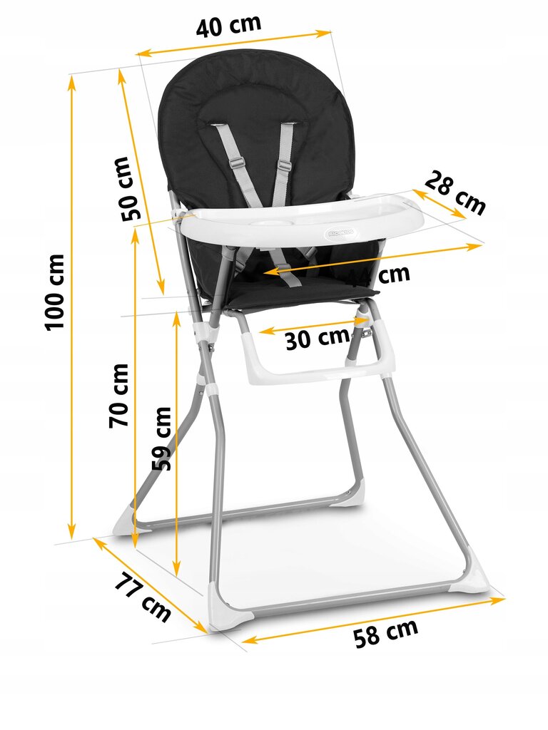 Bērnu barošanas krēsls Fando, pelēks un melns cena un informācija | Barošanas krēsli | 220.lv