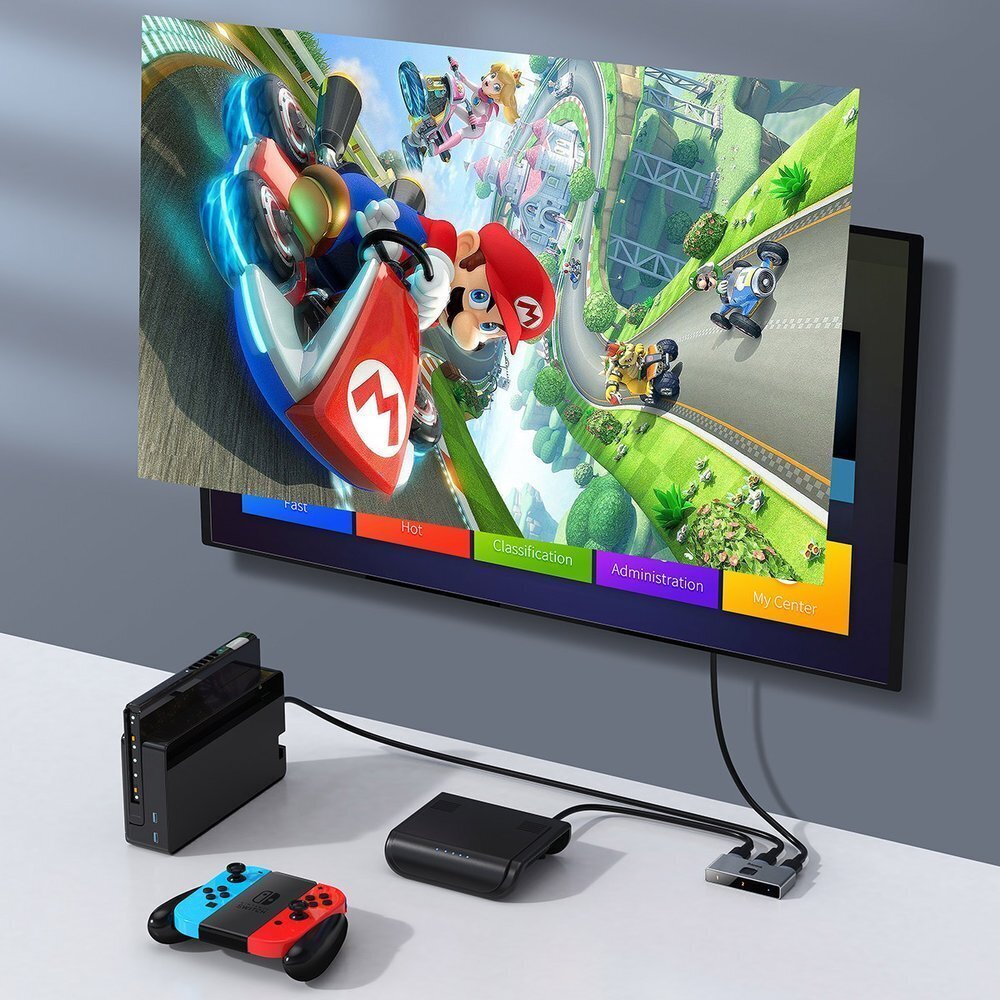 Slēdža sadalītāja slēdzis HDMI 2x HDMI 4K 30 Hz divvirzienu, pelēks цена и информация | Adapteri un USB centrmezgli | 220.lv