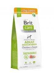 Brit Care Adult для взрослых собак средних пород с курицей и насекомыми, 12+2 кг цена и информация |  Сухой корм для собак | 220.lv