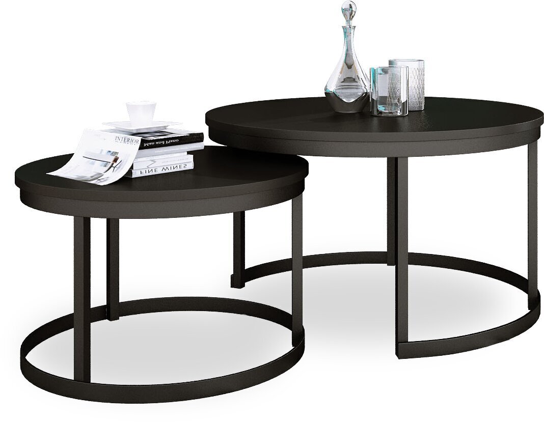 Kafijas galdiņu komplekts Adrk Furniture Okin, melns cena un informācija | Žurnālgaldiņi | 220.lv