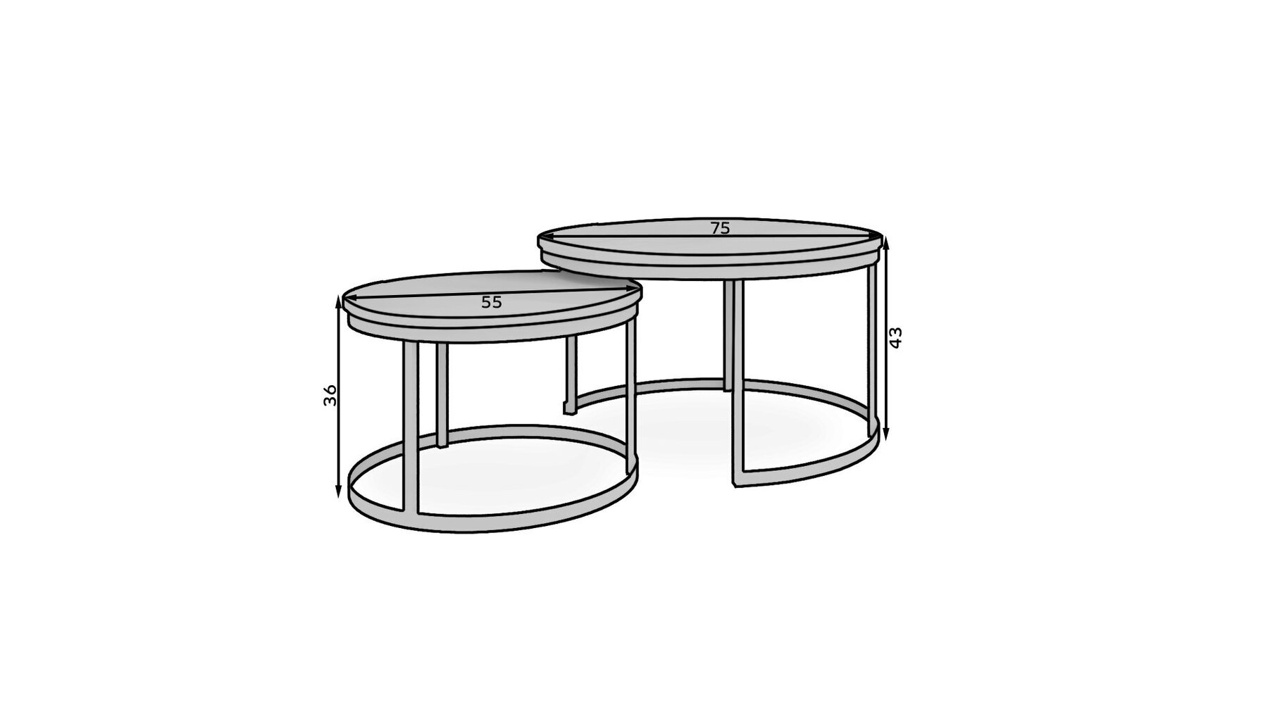 Kafijas galdiņu komplekts Adrk Furniture Okin, melns/balts cena un informācija | Žurnālgaldiņi | 220.lv
