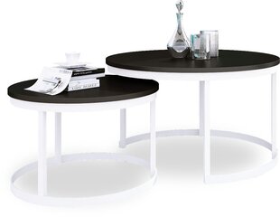 Kafijas galdiņu komplekts Adrk Furniture Okin, melns/balts cena un informācija | Žurnālgaldiņi | 220.lv