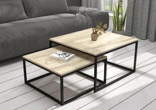 Kafijas galdiņu komplekts Adrk Furniture Kama, gaiši brūns/melns cena un informācija | Žurnālgaldiņi | 220.lv