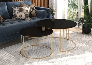 Комплект кофейных столиков ADRK Furniture Etta, черный/золотой цвет цена и информация | Журнальные столики | 220.lv