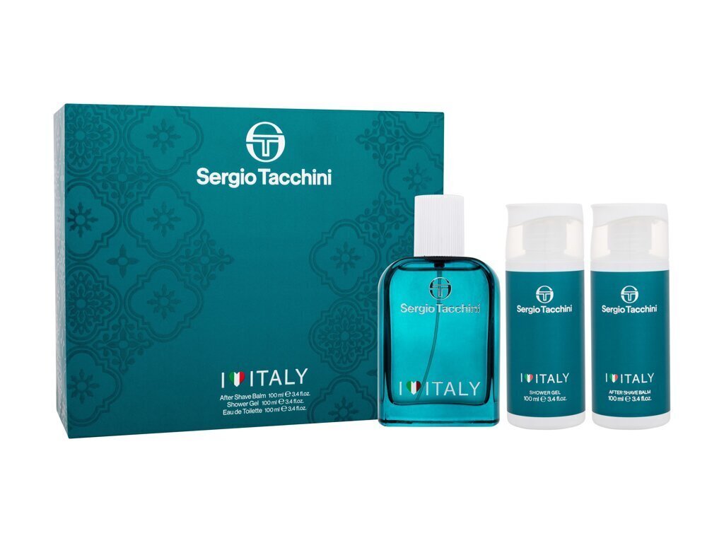 Dāvanu komplekts vīriešiem Sergio Tacchini I Love Italy: pēcskūšanās krēms, 100 ml + dušas želeja, 100 ml + smaržas EDT, 100 ml cena un informācija | Vīriešu smaržas | 220.lv