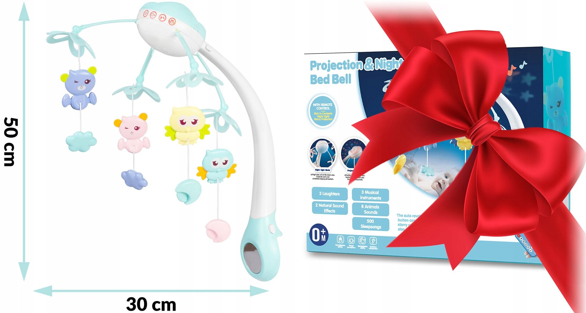 Karuselis ar projektoru bērnu gultiņai, zils cena un informācija | Rotaļlietas zīdaiņiem | 220.lv