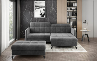 Kreisās puses stūra dīvāna un pufa komplekts Eltap Lorelle, tumši pelēks cena un informācija | Stūra dīvāni | 220.lv