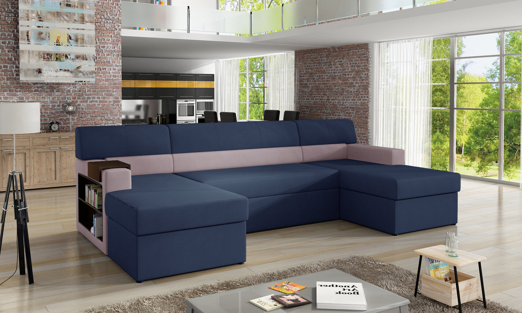 Stūra dīvāns Eltap Markos, zils/rozā cena un informācija | Stūra dīvāni | 220.lv