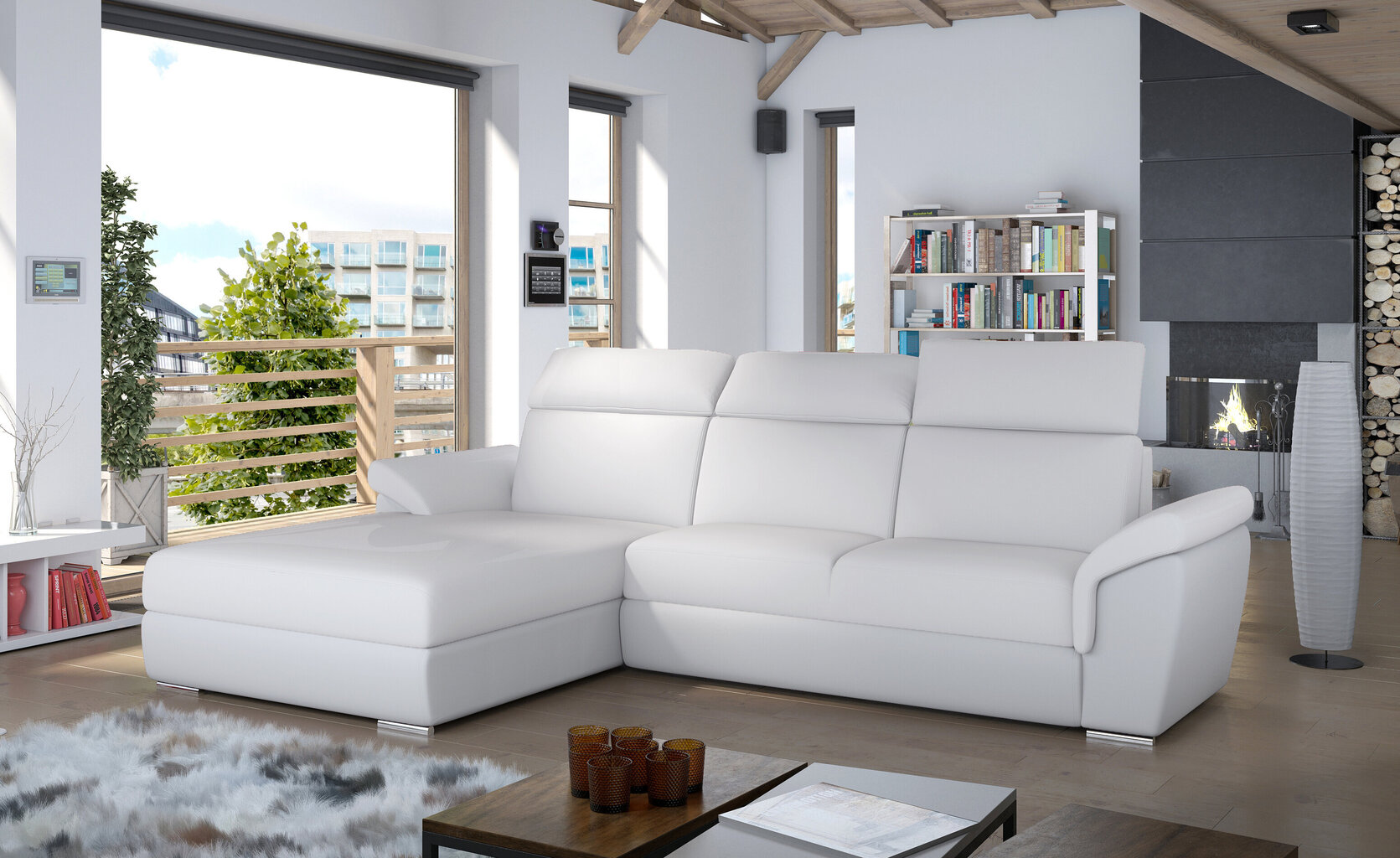 Stūra dīvāns Eltap Trevisco, balts cena un informācija | Stūra dīvāni | 220.lv