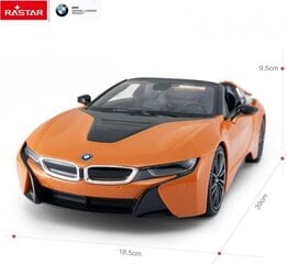 Машинка на дистанционном управлении Rastar BMW i8 1:12, оранжевая цена и информация | Конструктор автомобилей игрушки для мальчиков | 220.lv