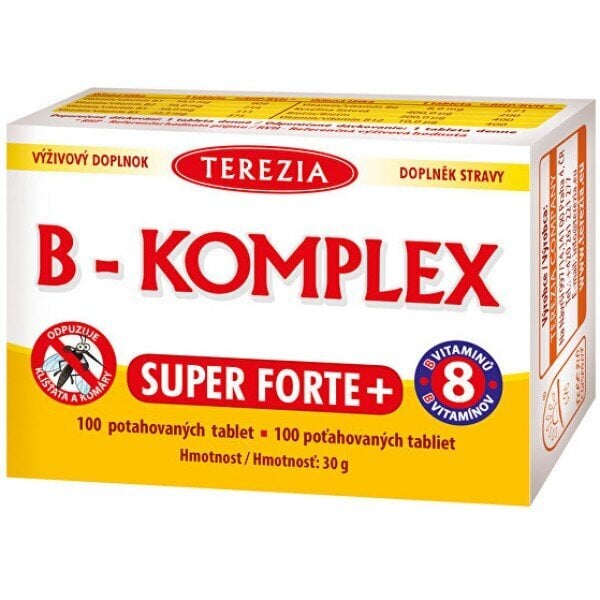 Uztura bagātinātājs ar B grupas vitamīniem B-Komplex Super Forte+, Terezia, 100 tab. cena un informācija | Vitamīni | 220.lv