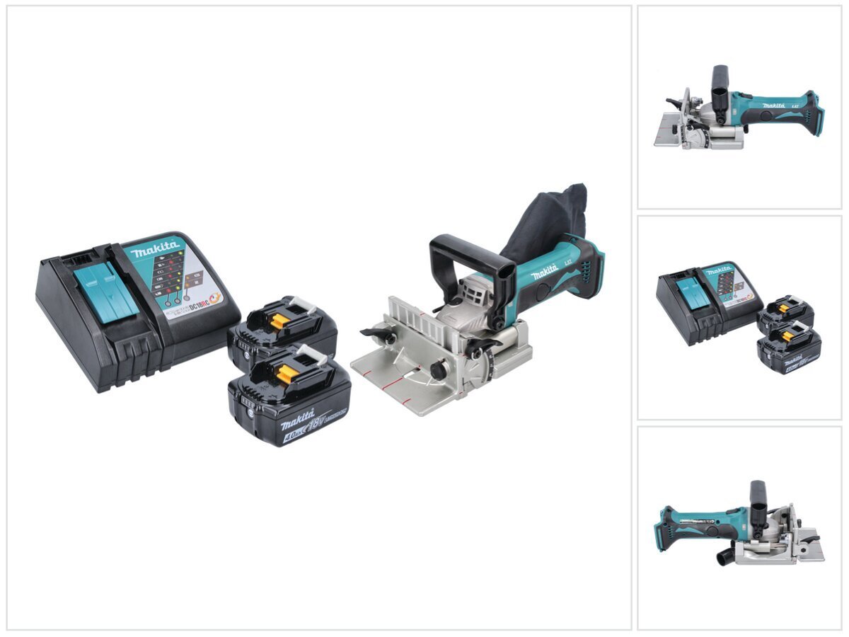 Makita DPJ 180 RM bezvadu savienotājs 18 V 100 mm + 2x akumulators 4,0 Ah + lādētājs cena un informācija | Frēzes | 220.lv