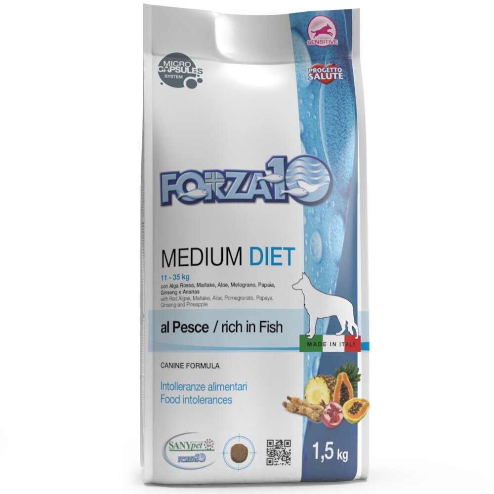 Forza10 Medium Diet vidējo šķirņu suņiem ar zivi, 1,5kg cena un informācija | Sausā barība suņiem | 220.lv