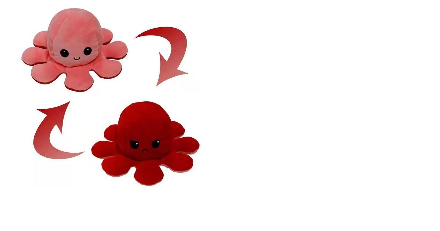 Divpusējs astoņkājis, 40 cm, rozā un sarkans cena un informācija | Mīkstās (plīša) rotaļlietas | 220.lv