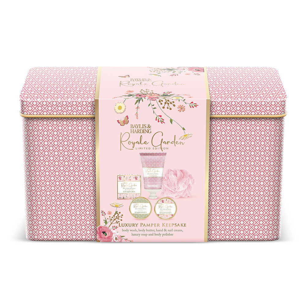 Dāvanu komplekts sievietēm Baylis & Harding Royale Garden Rose, Poppy & Vanilla Luxury Pamper Keepsake Tin cena un informācija | Dušas želejas, eļļas | 220.lv