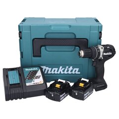 Аккумуляторная ударная дрель Makita Dhp 484 Rfjb, 18 В, с аккумулятором и зарядным блоком цена и информация | Шуруповерты, дрели | 220.lv