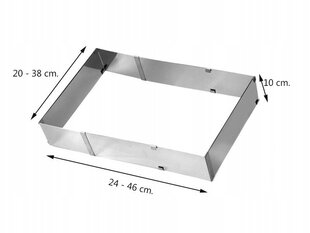 Regulējama cepšanas forma, 46 x 20 x 38 x 10 cm cena un informācija | Cepamais papīrs, trauki, formas | 220.lv