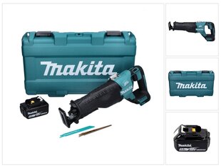 Makita DJR 187 T1K bezvadu lineārais zāģis 18 V bezsuku + 1x akumulators 5,0 Ah + korpuss - bez lādētāja cena un informācija | Zāģi, ripzāģi | 220.lv