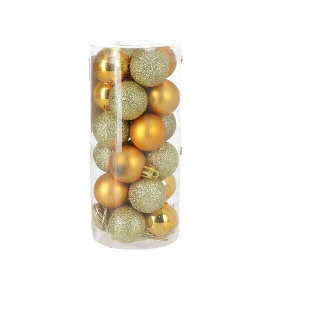 Ziemassvētku bumbas 3cm, 24gab., zelts цена и информация | Eglīšu rotājumi | 220.lv