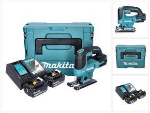 Makita DJV 184 RFJ bezvadu finierzāģis 18 V bezsuku + 2x akumulators 3,0 Ah + lādētājs + Makpac cena un informācija | Zāģi, ripzāģi | 220.lv