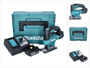 Makita DJV 184 RG1J bezvadu finierzāģis 18 V bezsuku + 1x akumulators 6,0 Ah + lādētājs + Makpac cena un informācija | Zāģi, ripzāģi | 220.lv