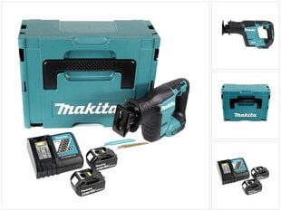 Makita DJR 188 RMJ bezvadu lineārais zāģis 18 V bezsuku Makpac + 2x 4,0 Ah akumulators + lādētājs cena un informācija | Zāģi, ripzāģi | 220.lv