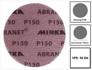 Slīpripas Mirka Abranet P150, 50 gab. cena un informācija | Rokas instrumenti | 220.lv