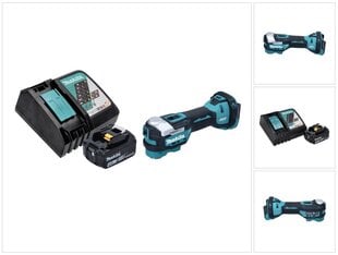 Makita DTM 52 RM1 bezvadu multiinstruments 18 V Starlock Max Brushless + 1x akumulators 4,0 Ah + lādētājs cena un informācija | Rokas instrumenti | 220.lv