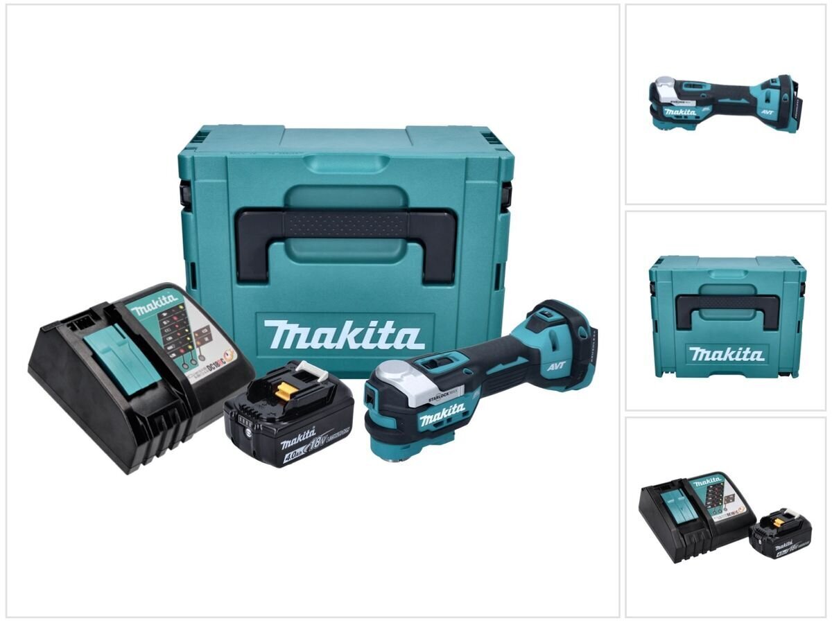 Makita DTM 52 RM1J bezvadu multiinstruments 18 V Starlock Max Brushless + 1x akumulators 4,0 Ah + lādētājs + Makpac cena un informācija | Rokas instrumenti | 220.lv