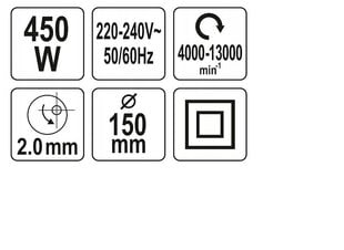 Эксцентриковая шлифовальная машина Yato YT-82207 450 Вт 230 В цена и информация | Шлифовальные станки | 220.lv