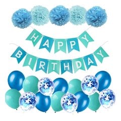 Dzimšanas dienas balonu rotājumi zēnam, tirkīzs цена и информация | Шарики | 220.lv