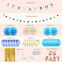 Balonu un dekorāciju komplekts Baby shower - Tas ir zēns cena un informācija | Svētku dekorācijas | 220.lv