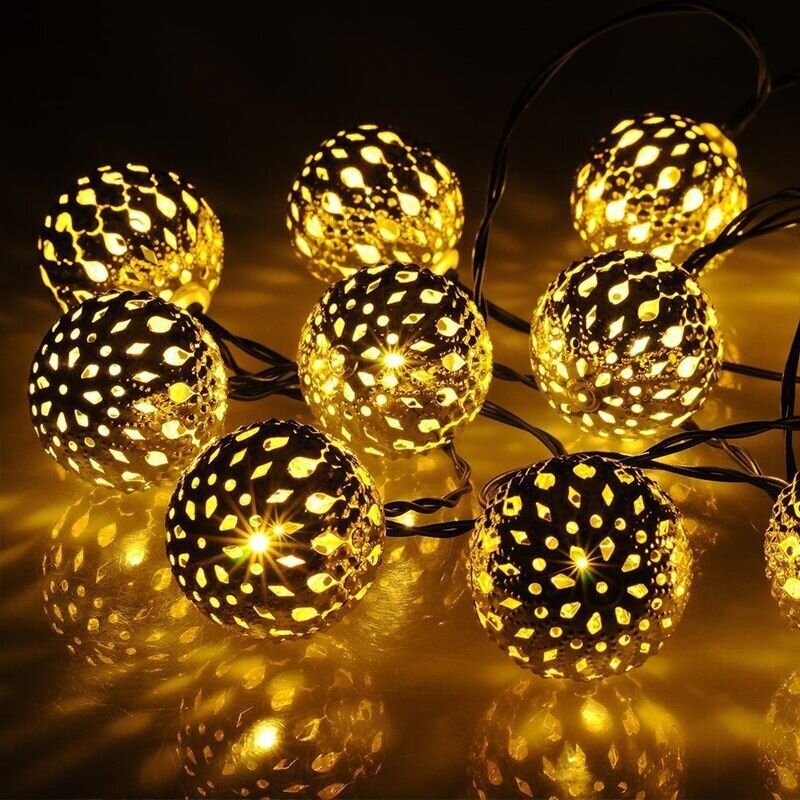 LED dekoratīvās lampas, zelta bumbiņas cena un informācija | Ziemassvētku lampiņas, LED virtenes | 220.lv